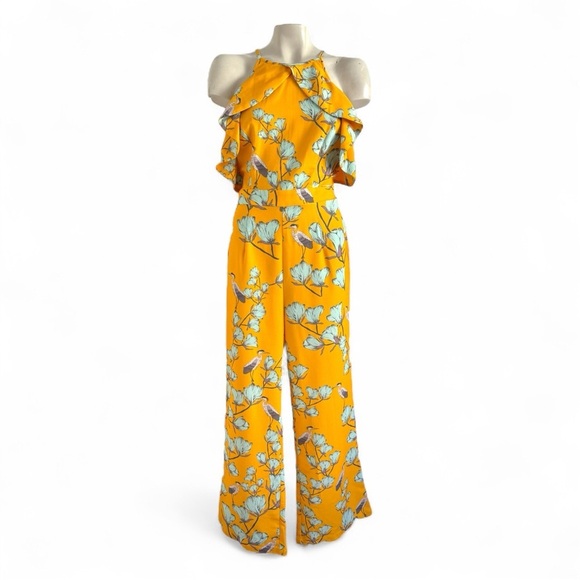 Varun Bahl by Anthropologie Warbler Ruffle deep yellow pants Jumpsuit SZ 8 - Picture 7 of 11